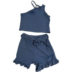 PATPAT 2-Piece Blue Ribbed Short Set 3-4Y NWOT